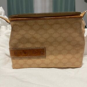Pre-loved Authentic Celine Beige Patterned Makeup Bag